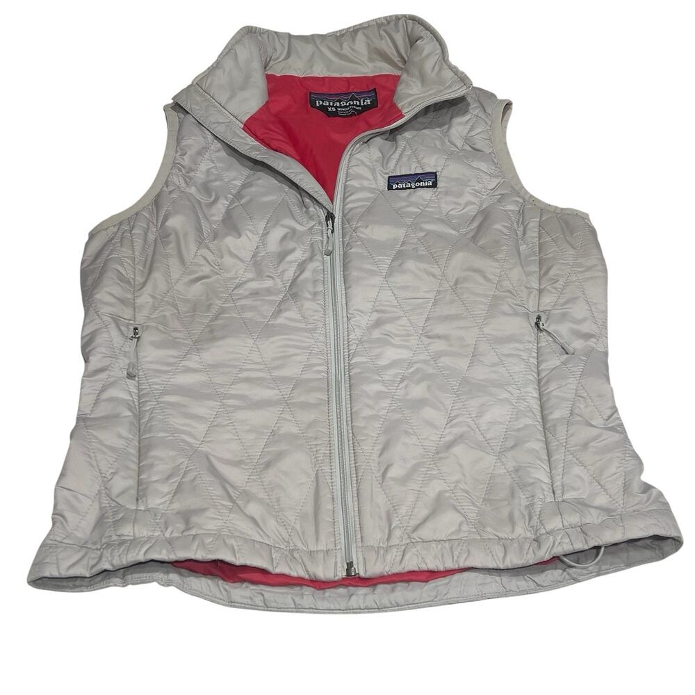 Patagonia Nano Puff Vest Womens Size XS Grey Silver Polyester, Pink Lining